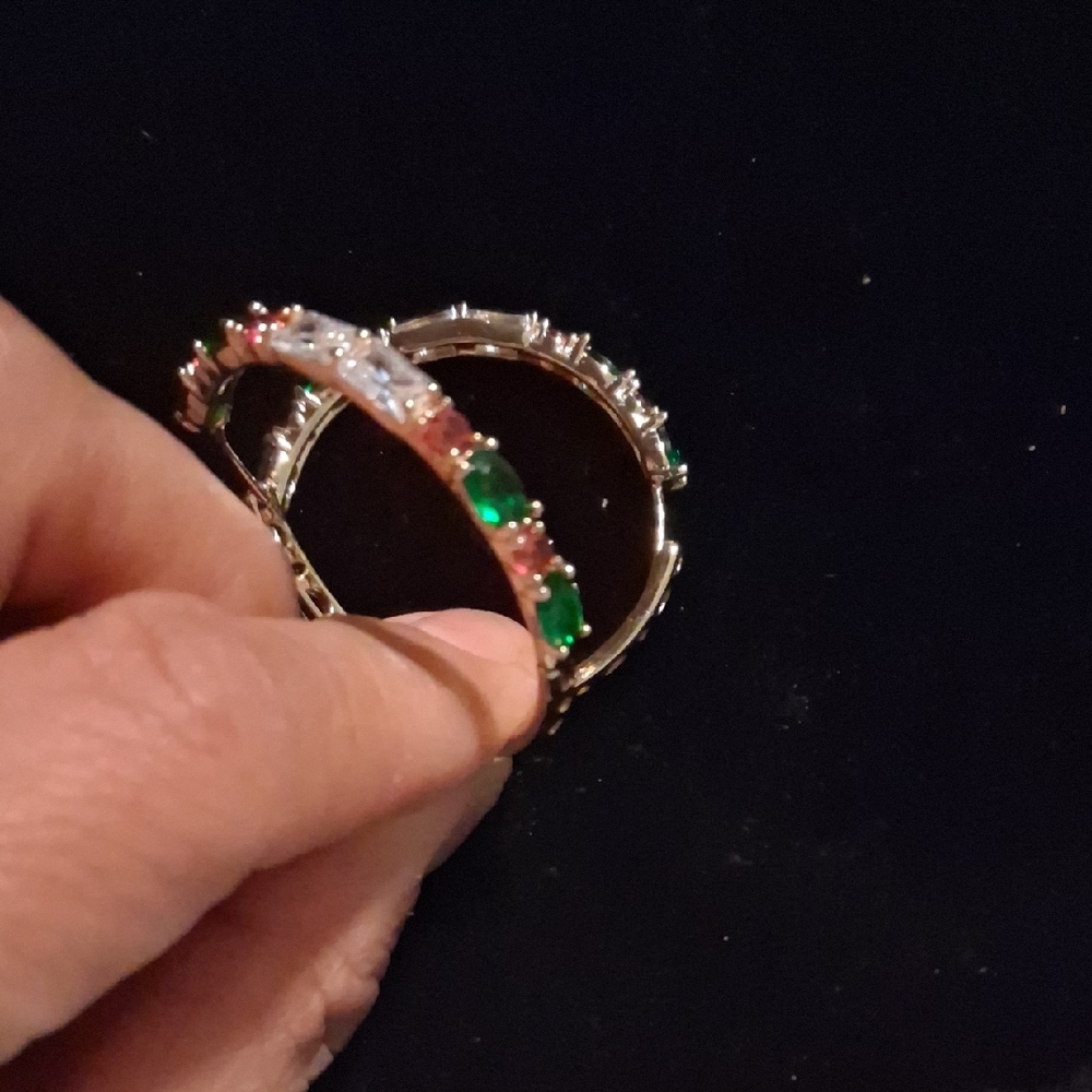 Gold and Green Crystal Hoop Earrings